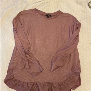 Crew Neck Shimmer/ruffle Shirt